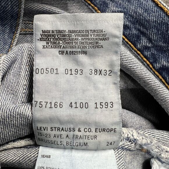 Vintage Levi's 501 Jeans Men's 38x32 Blue Original Fit Button Fly 2000 New NWT - Picture 5 of 12